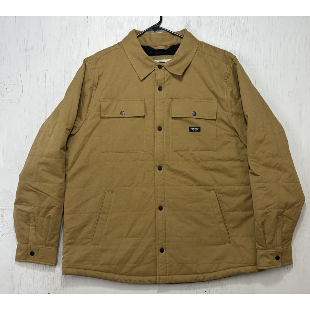 Hurley Mens Coat Trucker Jacket Size XXL Brown Fleece Sherpa Lined NWOT
